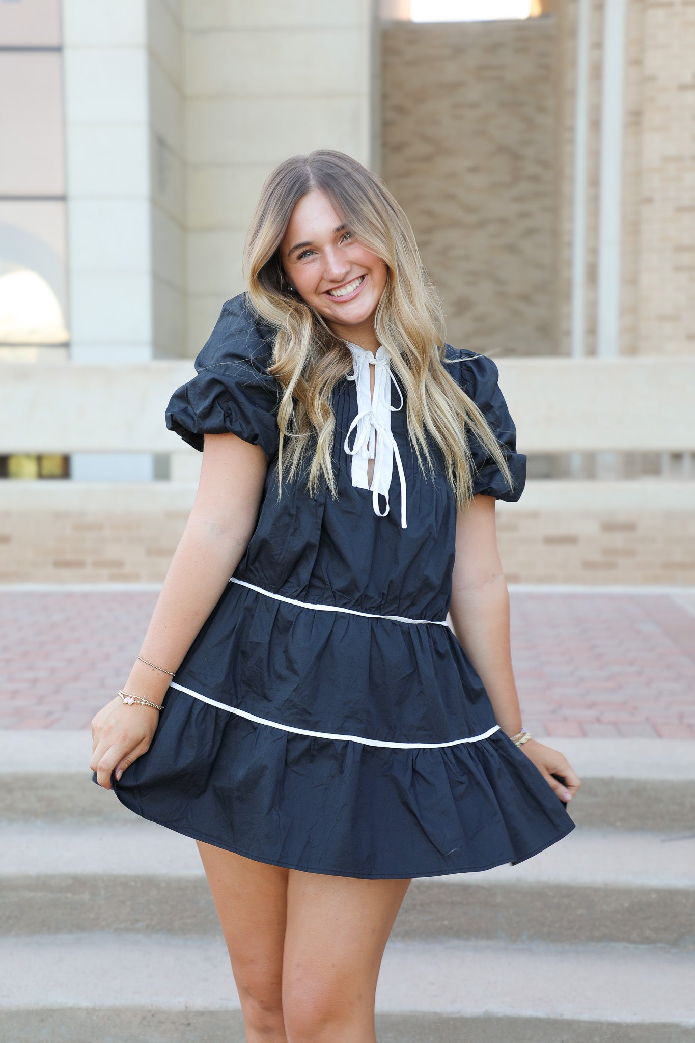 Puff Short Sleeve Mini Dress