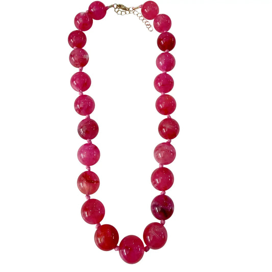 Chunky Beaded Necklace - Hot Pink