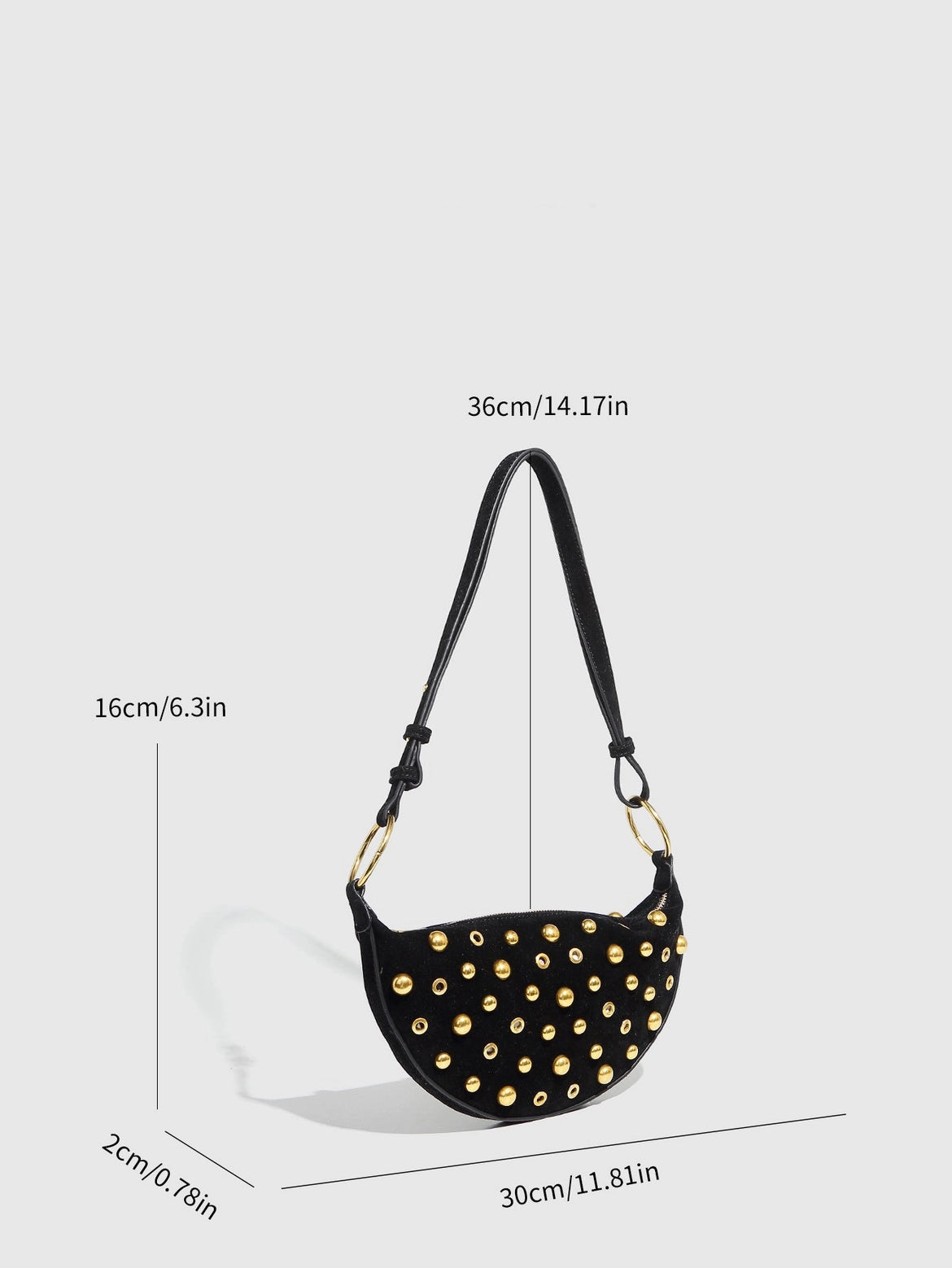 Gray Suede Studded Bag