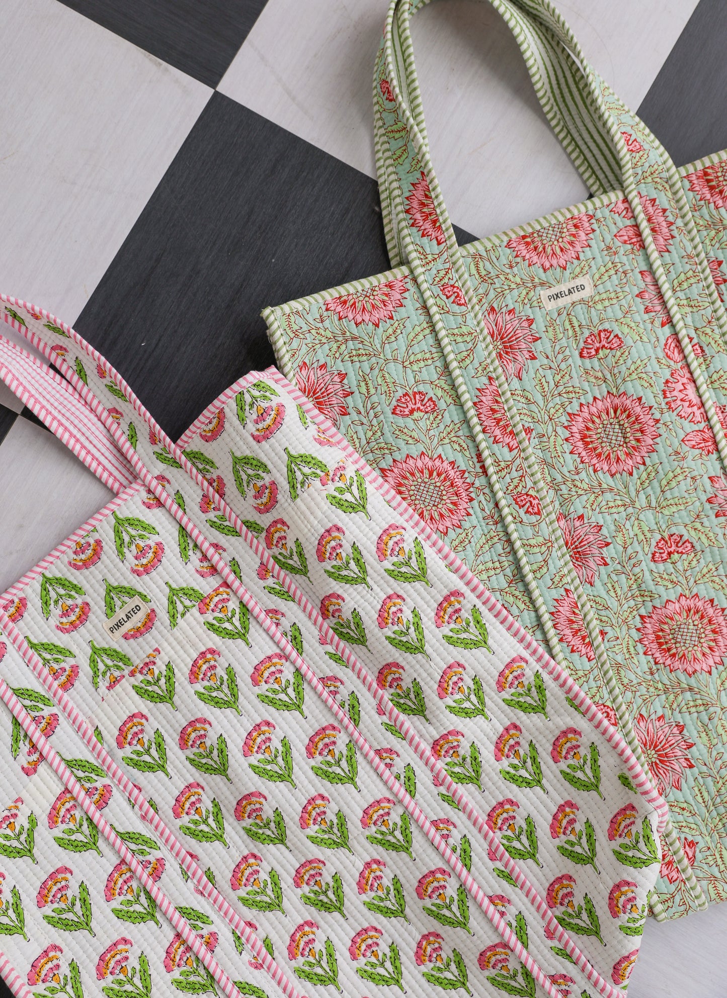 Large Pink Floral Tote Bag