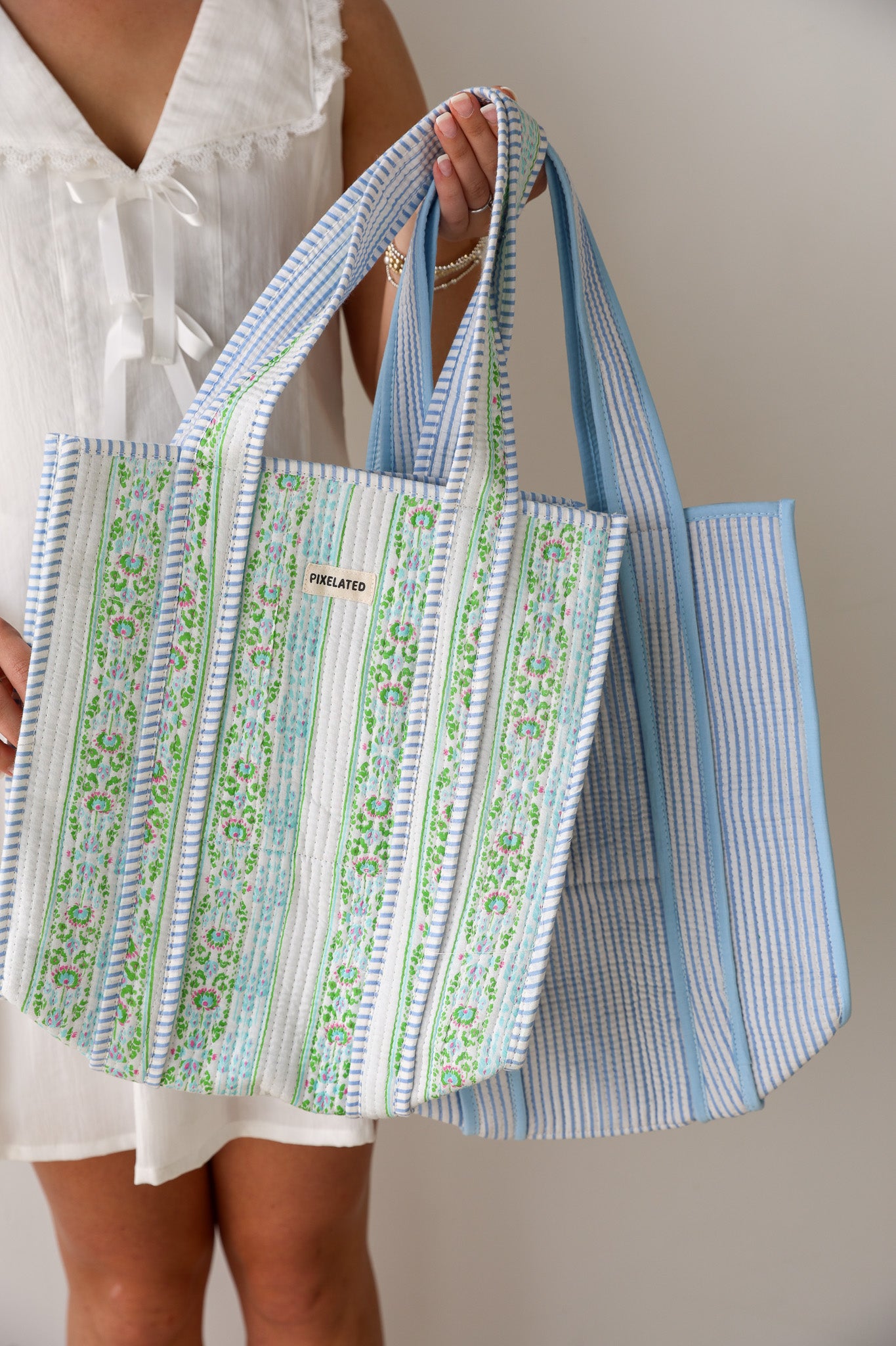 Small Green Blossom Tote Bag