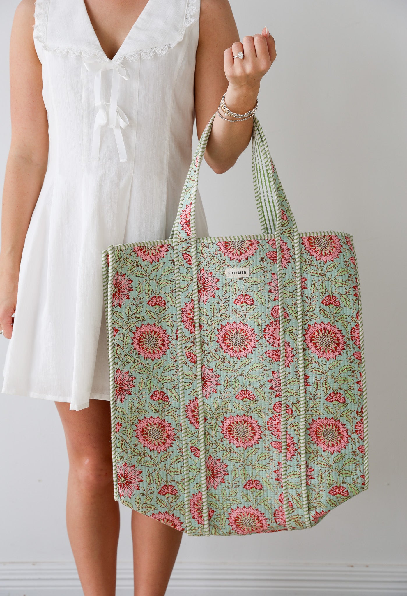 Large Summer Dahlia Tote Bag