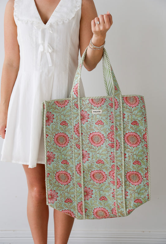 Large Summer Dahlia Tote Bag