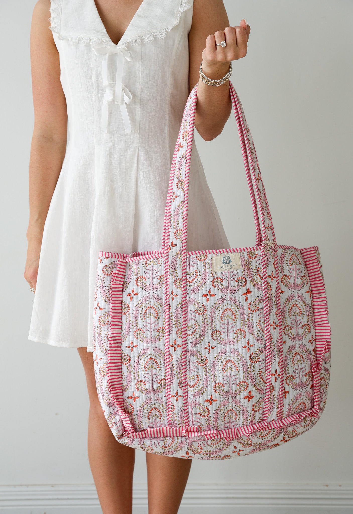 Pink Ruffled Tote Bag