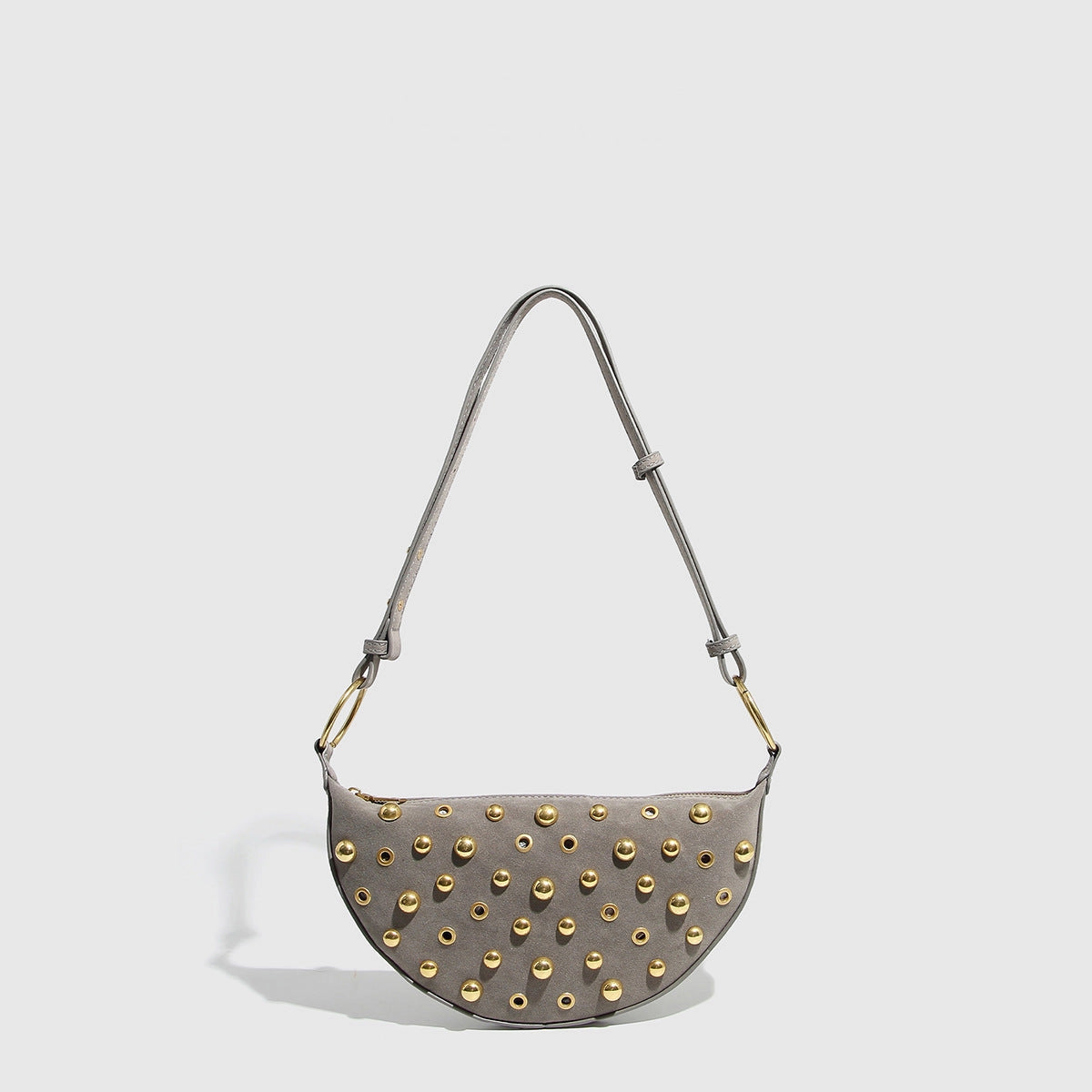 Gray Suede Studded Bag