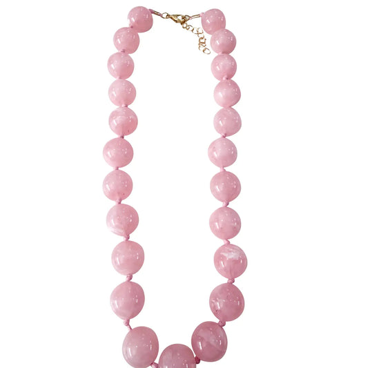 Chunky Beaded Necklace - Light Pink