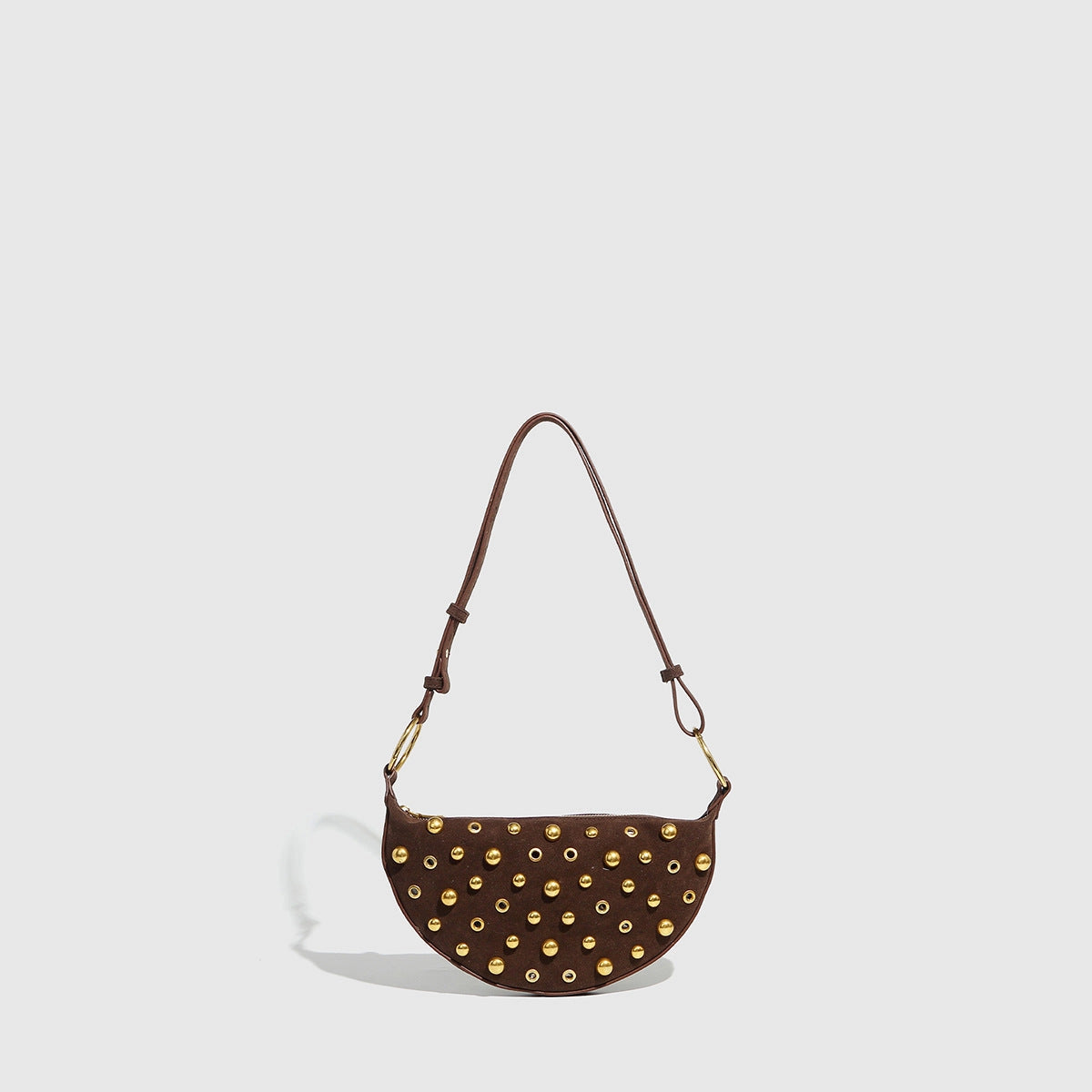 Brown Suede Studded Bag